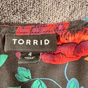 Torrid Red and Green Floral Top